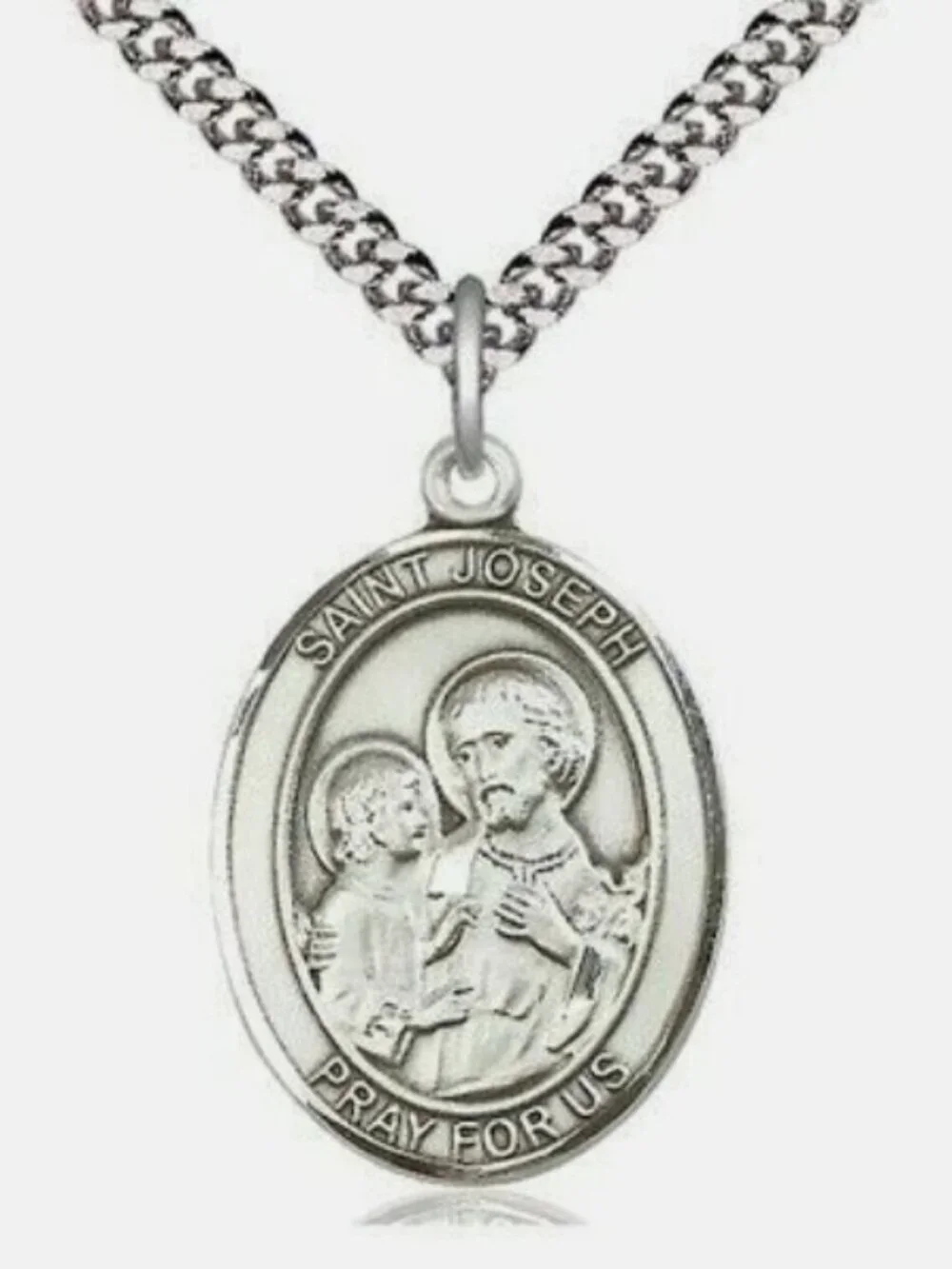 St. Joseph - Patron Saint of Families - Sterling Silver Oval with 24